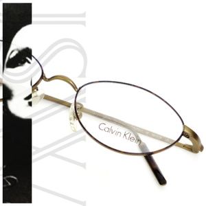 NOS Calvin Klein 150 552 Solid Bronze Thin Rim Designer Eyeglasses made in Italy